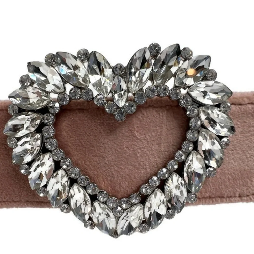 Kate Spade Heart Belt Rhinestone Crystals Pink Suede Size Small Medium Belt